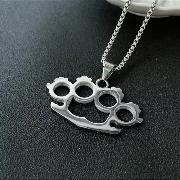316L Stainless Steel Knuckle Pendant Necklace - Picture 1 of 1